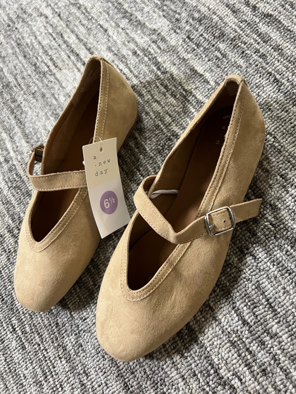a new day Tan Suede Mary Jane Flats with Buckle Strap Various Sizes - Picture 5 of 10